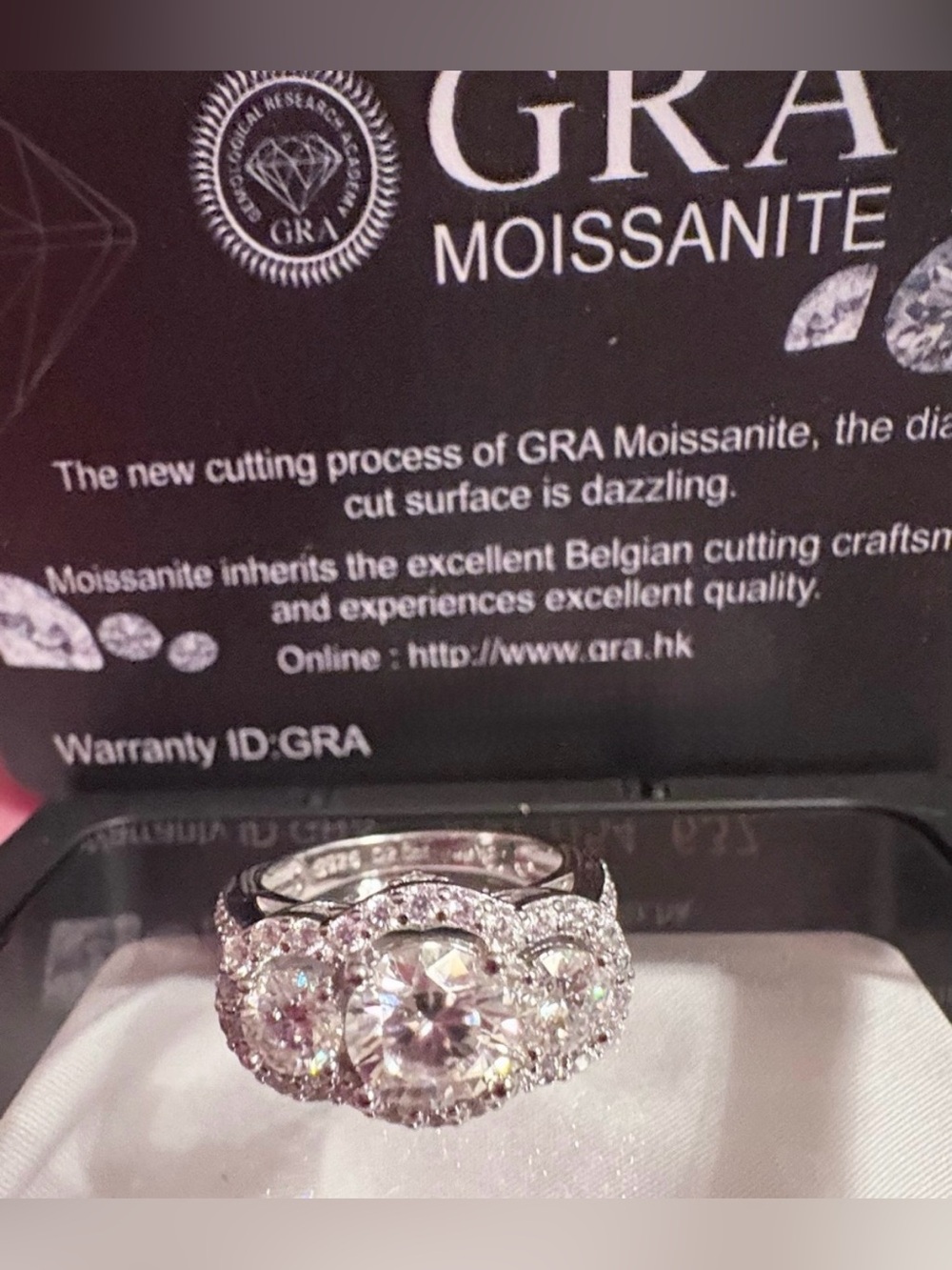 S925 1.5 Carats Moissanite Ring Size 7 GRA Card & Gift Box New without tags